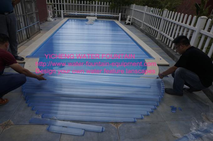 PC Pool Control System Above Ground Automatic Pool Cover Transparent Blue