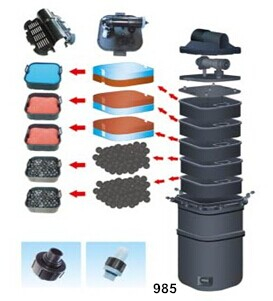 Vertical Pond Biological Filter With UV Lamp For 4m3 And 6m3 Ponds 28L / 43L