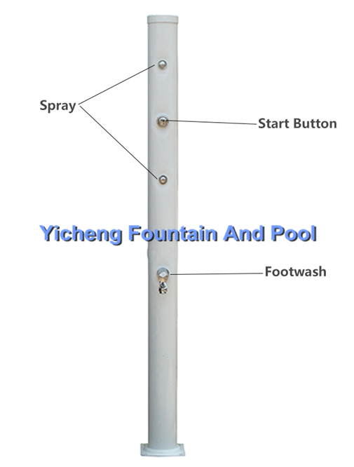 White Colour Aluminium Swimming Pool Straight Solar Showers With Foot Washing / Spray