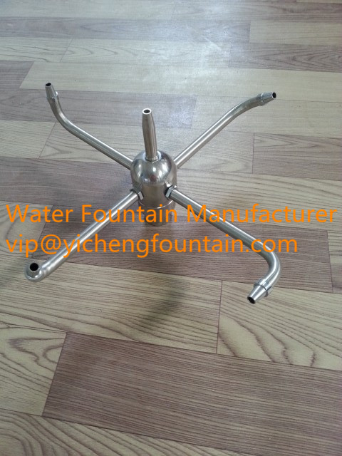 Stainless Steel Rotating Water Fountain Nozzle Heads With 4 Arms Spraying 5pcs Outlets