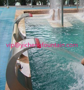SS304 Swimming Pool Accessories Waterfall Water Curtain With / Without LED Lighting